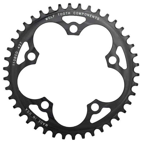 Wolf-tooth Wolf Tooth Single Road/Cyclocross Flattop Chainring 110mm - Drop Stop - Black 3 Wolf-tooth Wolf Tooth Single Road/Cyclocross Flattop Chainring 110mm - Drop Stop - Black - Afbeelding 3