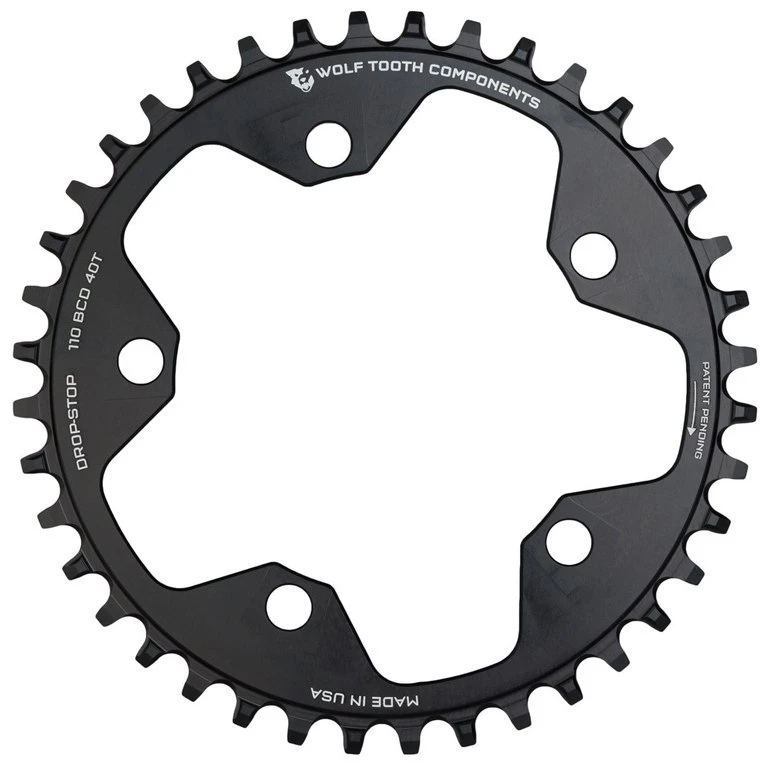 Wolf-tooth Wolf Tooth Single Road/Cyclocross Flattop Chainring 110mm - Drop Stop - Black 2 Wolf-tooth Wolf Tooth Single Road/Cyclocross Flattop Chainring 110mm - Drop Stop - Black - Afbeelding 2