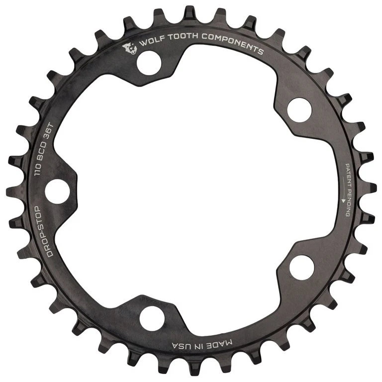Wolf-tooth Wolf Tooth Single Road/Cyclocross Flattop Chainring 110mm - Drop Stop - Black 1 Wolf-tooth Wolf Tooth Single Road/Cyclocross Flattop Chainring 110mm - Drop Stop - Black