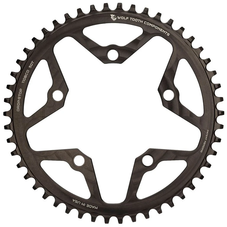 Wolf-tooth Wolf Tooth Single Road/Cyclocross Flattop Chainring 110mm - Drop Stop - Black 4 Wolf-tooth Wolf Tooth Single Road/Cyclocross Flattop Chainring 110mm - Drop Stop - Black - Afbeelding 4