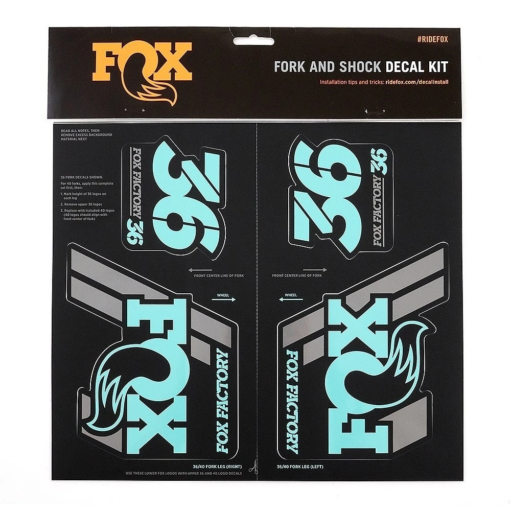 FOX Decal Kit 2019 AM Heritage For Suspension Fork And Rear Shock - Mint 2 FOX Decal Kit 2019 AM Heritage For Suspension Fork And Rear Shock - Mint - Afbeelding 2