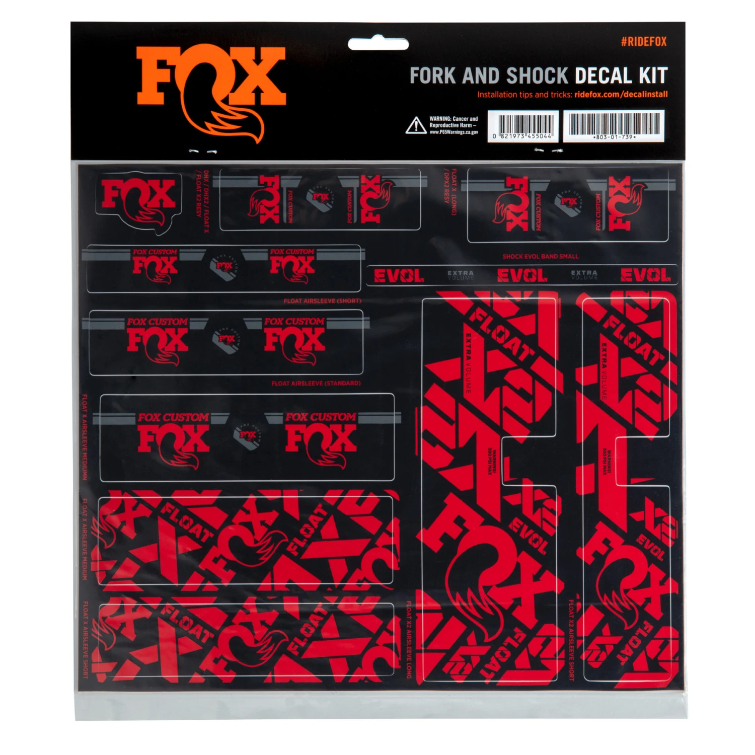 FOX CUSTOM Decal Kit For Fork & Rear Shock - Red 1 FOX CUSTOM Decal Kit For Fork & Rear Shock - Red